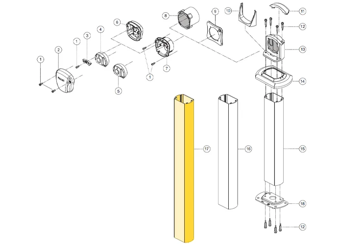 fadini Ersatzteil Säule aus stranggepresstem Aluminium H. 1.200 für fit 55 55017