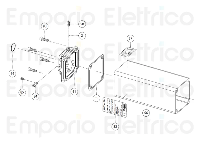 fadini Ersatzteil des Klebeschildes mit technischen Daten für aproli 380 lb 38082