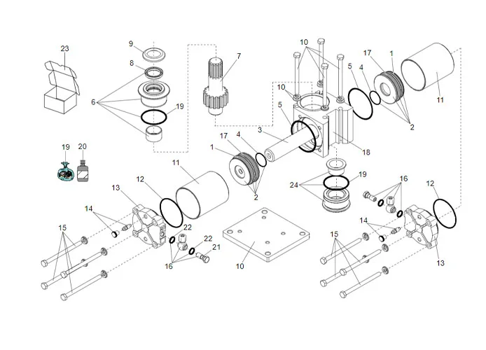 faac Seite Ersatzteile des 750 Antriebs 100° cp