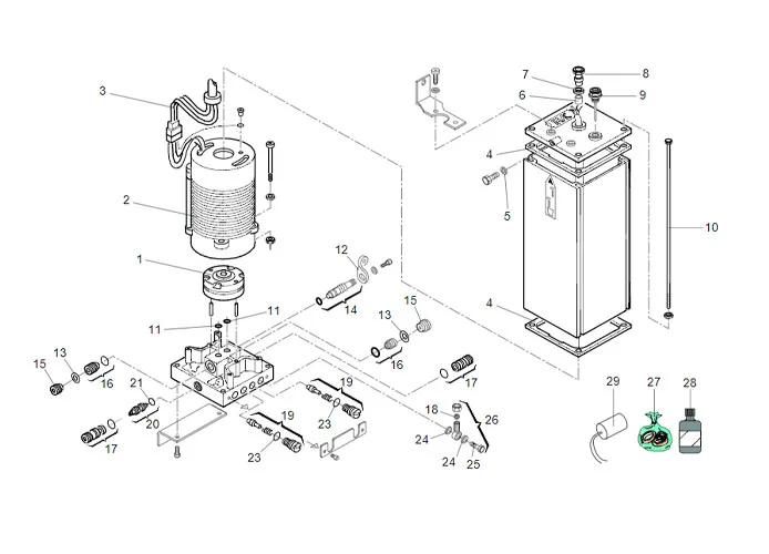 faac Seite Ersatzteile der 750 sbs Hydraulikeinheit