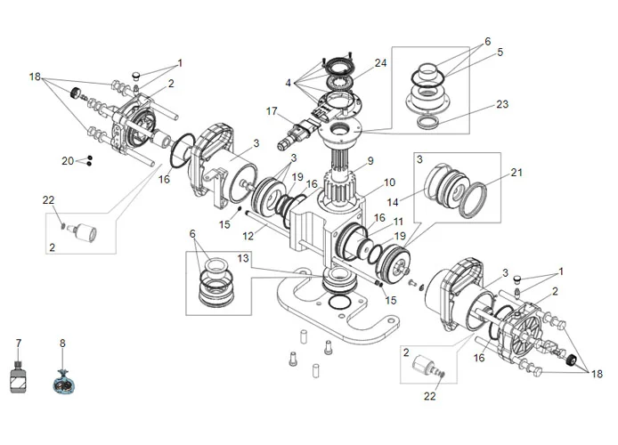 faac Seite Ersatzteile des s700h Antriebs 100°