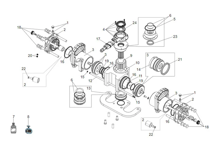 faac Seite Ersatzteile des s700h Antriebs 180°