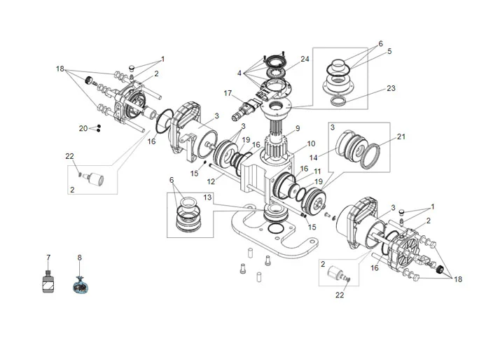 faac Seite Ersatzteile des s800h Antriebs 100°