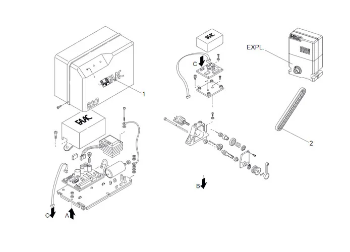 faac Seite Ersatzteile des 820 emc Motors