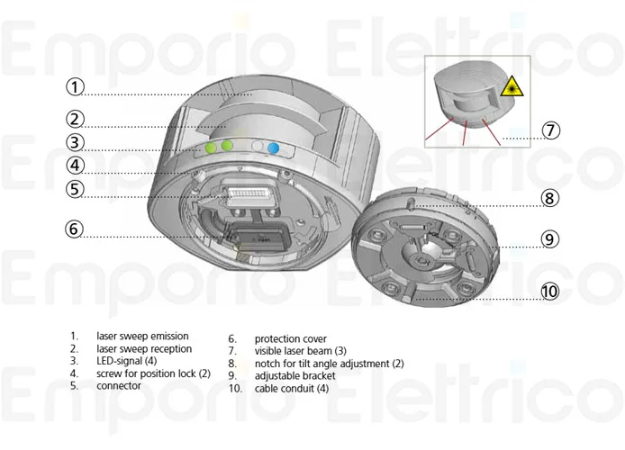 faac sensore laser orizzontale per barriere xguard 10h 105043