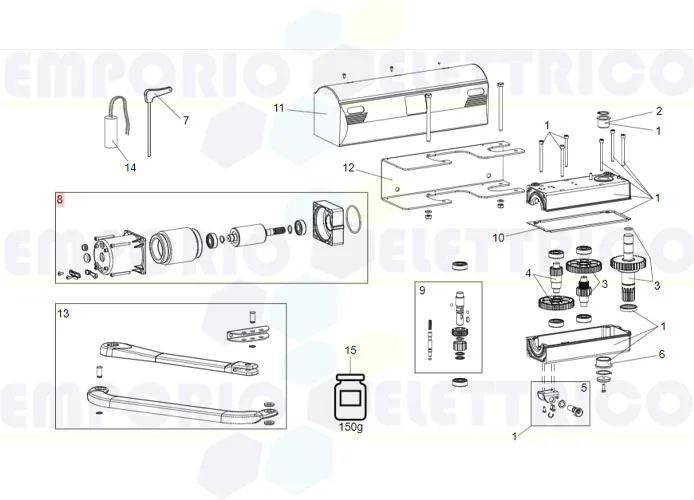 faac Ersatzteil des Motors 390/550 l/breeze l 230v 63003170