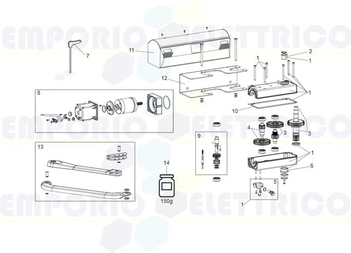 faac Seite Ersatzteile des 390 Motors 24v