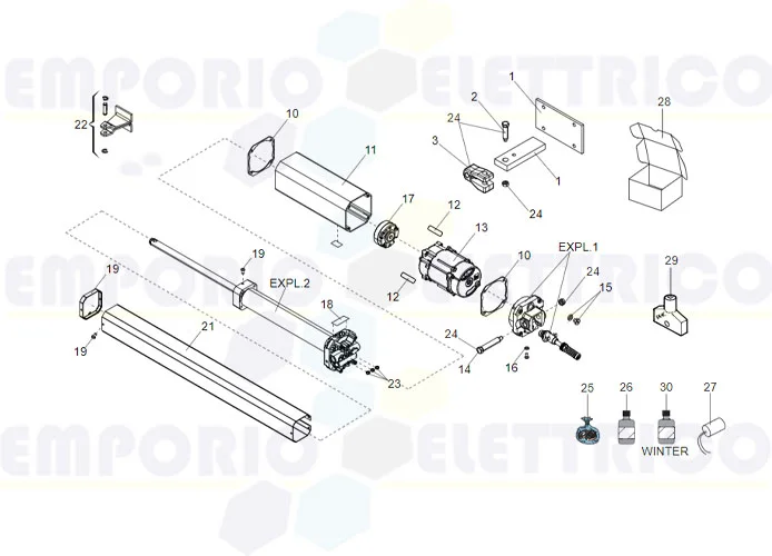 faac Seite Ersatzteile des Motors 402 sbs