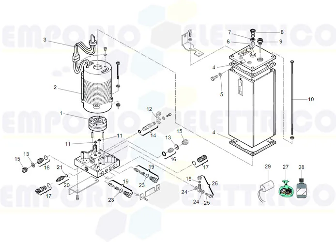 faac Seite Ersatzteile der 750 sbs Hydraulikeinheit