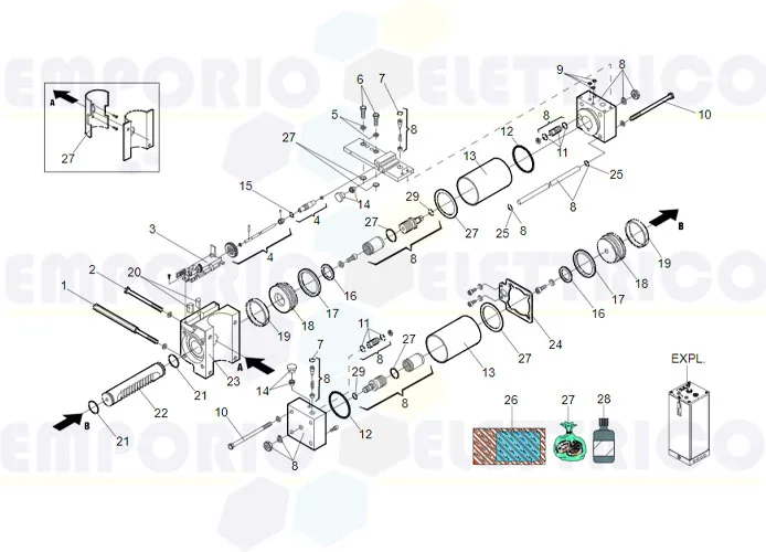 faac Seite Ersatzteile des Motors 760 sbs cr restyling