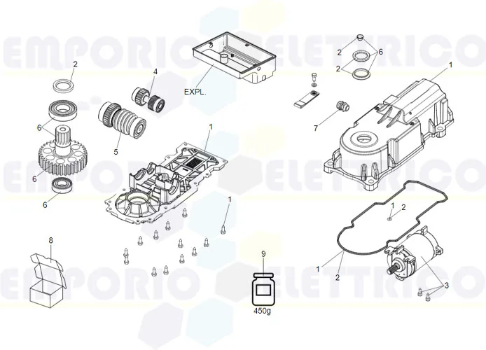 faac Seite Ersatzteile des 770n Motors 24v