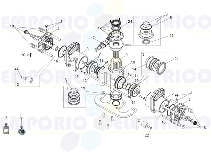 faac Seite Ersatzteile des s700h Antriebs 100°