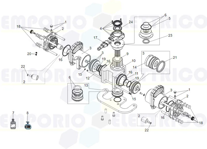 faac Seite Ersatzteile des s700h Antriebs 180°