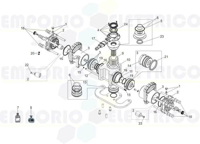 faac Seite Ersatzteile der s800h Antriebe 180°