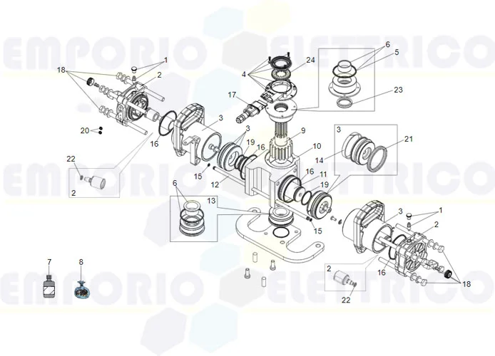 faac Seite Ersatzteile des s800h Antriebs 100°