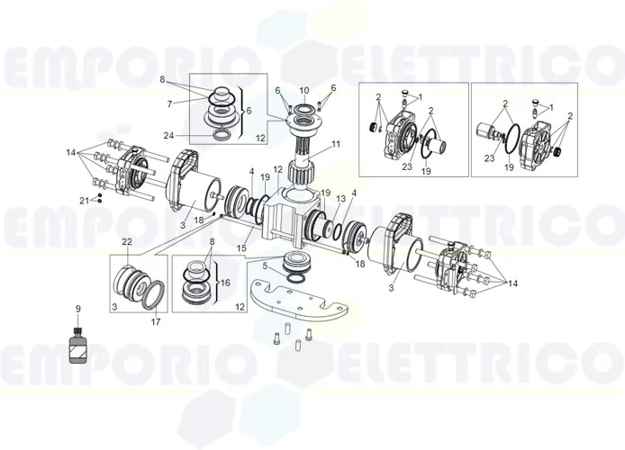 faac Seite Ersatzteile des s800 Antriebs 100° 