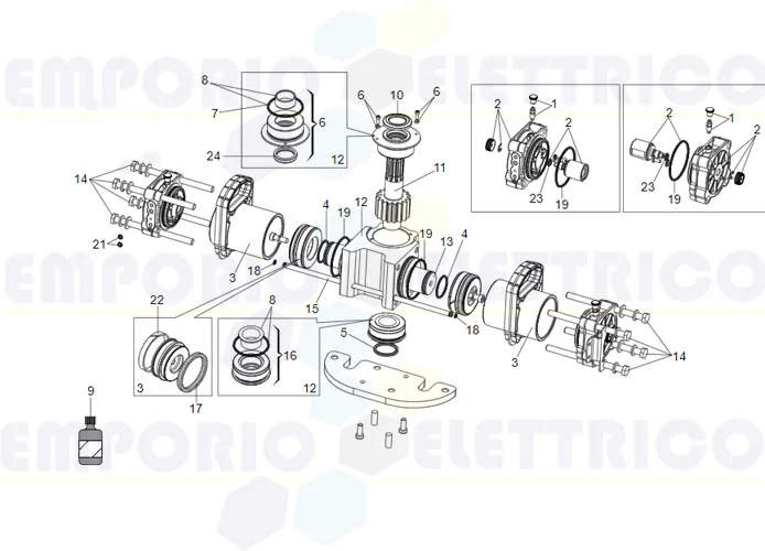 faac Seite Ersatzteile des s800 Antriebs 180°