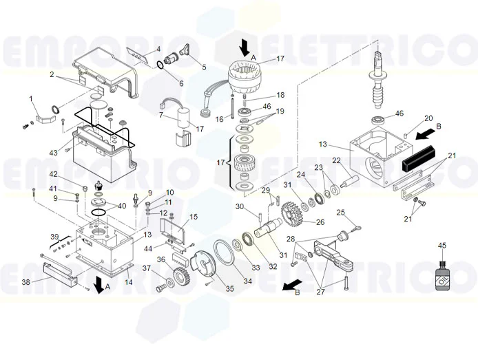 faac Seite Ersatzteile des 844 mc Motors