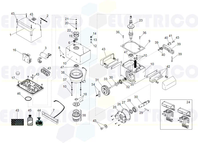 faac Seite Ersatzteile des 844 r rev Motors